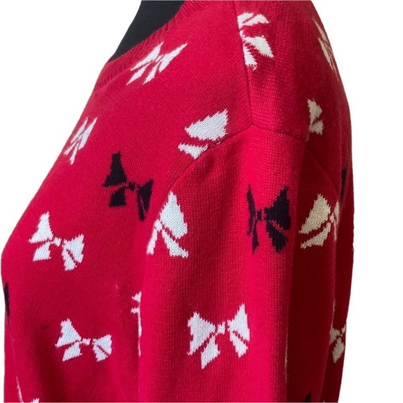 NWOT Macy’s Charter Club XL Sweater Red with bows Cotton Acrylic Pullover - Picture 3 of 7